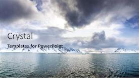  Presentation with north pole - PPT theme enhanced with panorama-of-snow-covered-mountains background and a light blue colored foreground
