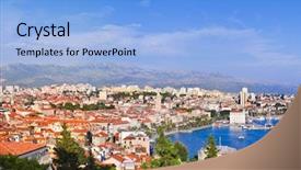  Presentation with croatia split - Beautiful slides featuring panorama of split croatia - architecture backdrop and a light blue colored foreground