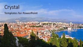  Presentation with croatia split - Slides enhanced with panorama of split croatia - architecture background and a  colored foreground