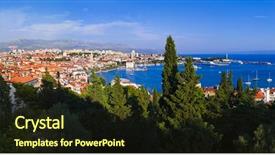  Presentation with croatia split - Beautiful PPT layouts featuring panorama of split croatia - architecture backdrop and a tawny brown colored foreground