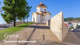  Presentation with 18th century - Amazing PPT theme having panorama-of-the-calvario-church backdrop and a coral colored foreground