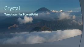  Presentation with volcanoes - PPT layouts with panorama-of-the-complex background and a ocean colored foreground