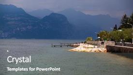  Presentation with italy america - Presentation theme consisting of panorama of the gorgeous lake background and a gray colored foreground