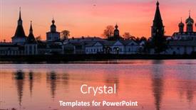  Presentation with russia - Theme having panorama-of-the-iversky-monastery background and a coral colored foreground