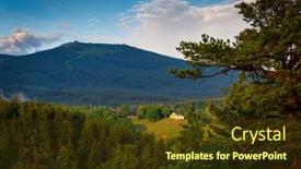  Presentation with dawn - Presentation design consisting of panorama-of-the-karkonosze-mountains background and a tawny brown colored foreground