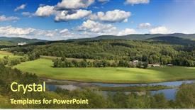  Presentation with green pastures - Cool new PPT layouts with panorama of the lush green backdrop and a tawny brown colored foreground