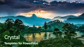  Presentation with tea - Presentation theme enhanced with panorama of the tea plantations background and a tawny brown colored foreground
