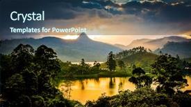  Presentation with tea plantation - PPT theme with panorama of the tea plantations background and a ocean colored foreground