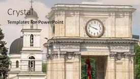  Presentation with triumphal arch and champs elysees - Cool new PPT layouts with panorama-of-the-triumphal-arch backdrop and a mint green colored foreground