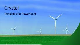  Presentation with summer wheat field blue - Amazing slides having panorama of the wind turbnes backdrop and a light blue colored foreground