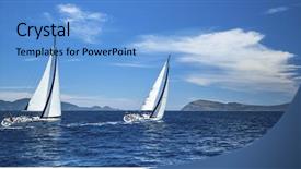  Presentation with luxury yacht - Beautiful PPT theme featuring panorama of the yacht race backdrop and a light blue colored foreground