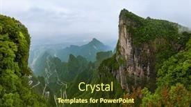  Presentation with china travel - Cool new PPT layouts with panorama-of-tianmenshan-nature-park backdrop and a tawny brown colored foreground