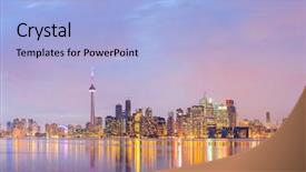  Presentation with toronto - Amazing PPT theme having panorama of toronto skyline backdrop and a light blue colored foreground