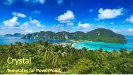  Presentation with thailand finance - Presentation theme having panorama of tropical island thailand background and a tawny brown colored foreground