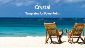  Presentation with sand ocean - Colorful presentation enhanced with panorama of two bamboo chairs backdrop and a teal colored foreground