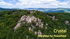  Presentation with emei mountain - Colorful slide set enhanced with panorama over a mountain bulgaria backdrop and a tawny brown colored foreground