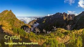  Presentation with travel - Colorful theme enhanced with panorama-pico-ruivo-and-pico backdrop and a tawny brown colored foreground