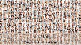  Presentation with people collage - Beautiful theme featuring panorama-portrait-collage-of-business backdrop and a coral colored foreground