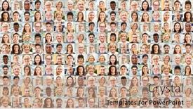  Presentation with generations - Beautiful presentation featuring panorama-portrait-collage-of-people backdrop and a coral colored foreground