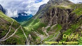  Presentation with path - Theme with panorama troll's path trollstigen background and a tawny brown colored foreground
