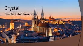  Presentation with prayers in church - Colorful presentation theme enhanced with panorama view in in czech backdrop and a light blue colored foreground