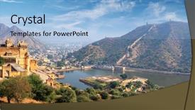  Presentation with food tourism in india - Beautiful presentation theme featuring view of amer amber fort backdrop and a light blue colored foreground