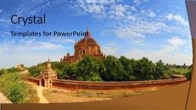  Presentation with myanmar bagan - Amazing PPT layouts having panorama-view-of-htilominlo-pagoda backdrop and a light blue colored foreground