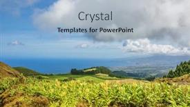  Presentation with sea - Presentation design featuring panorama-view-on-mountains-valleys background and a light blue colored foreground