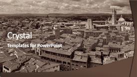  Presentation with medieval - Presentation having panorama view with historic buildings background and a tawny brown colored foreground