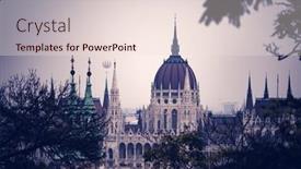  Presentation with danube - PPT theme with panorama-with-building-of-hungarian background and a lemonade colored foreground