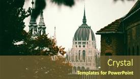  Presentation with danube - PPT theme consisting of panorama-with-building-of-hungarian background and a coral colored foreground