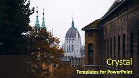  Presentation with danube - Presentation with panorama-with-building-of-hungarian background and a tawny brown colored foreground