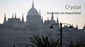  Presentation with danube - Slide set having panorama-with-building-of-hungarian background and a sky blue colored foreground