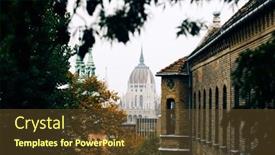  Presentation with danube - PPT theme featuring panorama-with-building-of-hungarian background and a tawny brown colored foreground