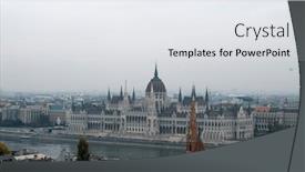  Presentation with danube - PPT theme featuring panorama-with-building-of-hungarian background and a white colored foreground