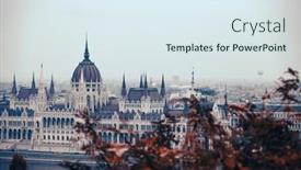  Presentation with danube - Theme consisting of panorama-with-building-of-hungarian background and a sky blue colored foreground