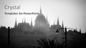  Presentation with danube - Presentation featuring panorama-with-building-of-hungarian background and a white colored foreground