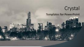  Presentation with park night city - Presentation design with panorama with skyscrapers in midtown background and a  colored foreground