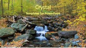  Presentation with tree river - Theme featuring panorama with yellow maple trees background and a tawny brown colored foreground