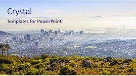  Presentation with cape town - Beautiful slides featuring panoramic aerial view of downtown backdrop and a sky blue colored foreground
