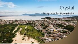  Presentation with panoramic - PPT layouts with panoramic-aerial-view-of-enseada background and a light blue colored foreground