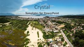  Presentation with panoramic - Theme consisting of panoramic-aerial-view-of-enseada background and a light blue colored foreground