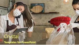  Presentation with covid coronavirus - Slide deck featuring panoramic-asian-waitress-take-order background and a violet colored foreground