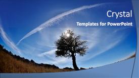  Presentation with panoramic - Presentation design featuring panoramic autumn landscape from dobrogea romania background and a ocean colored foreground