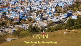  Presentation with sheep - PPT theme featuring panoramic-chefchaouen-city-view background and a tawny brown colored foreground