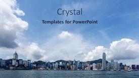  Presentation with hongkong - Beautiful presentation theme featuring panoramic-cityscape-and-skyline backdrop and a light blue colored foreground