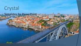  Presentation with panoramic - Slide set enhanced with panoramic-cityscape-of-porto-portugal background and a light blue colored foreground