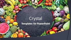  Presentation with fresh fruits vegetables heart - Slides consisting of panoramic-food-background-with-assortment background and a dark gray colored foreground
