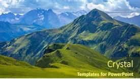  Presentation with hiking mountain - Presentation theme with panoramic-landscape-of-alps-mountain background and a tawny brown colored foreground