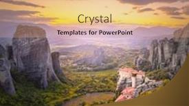  Presentation with sky sun - Presentation theme having panoramic-landscape-of-meteora-greece background and a  colored foreground